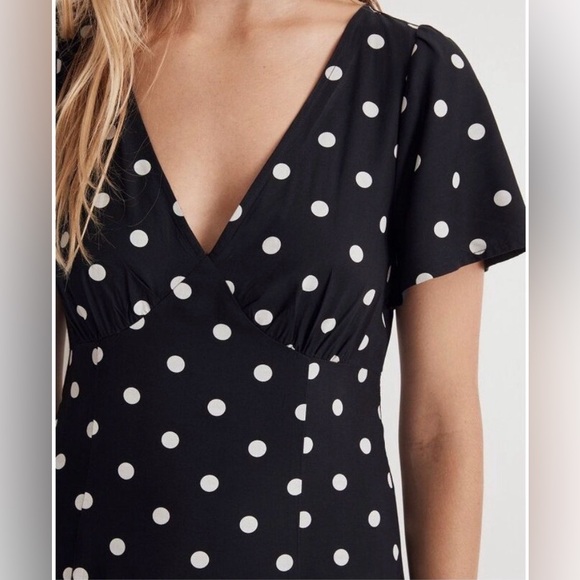 Madewell Black and White Polka Dot Midi Dress - Picture 3 of 7